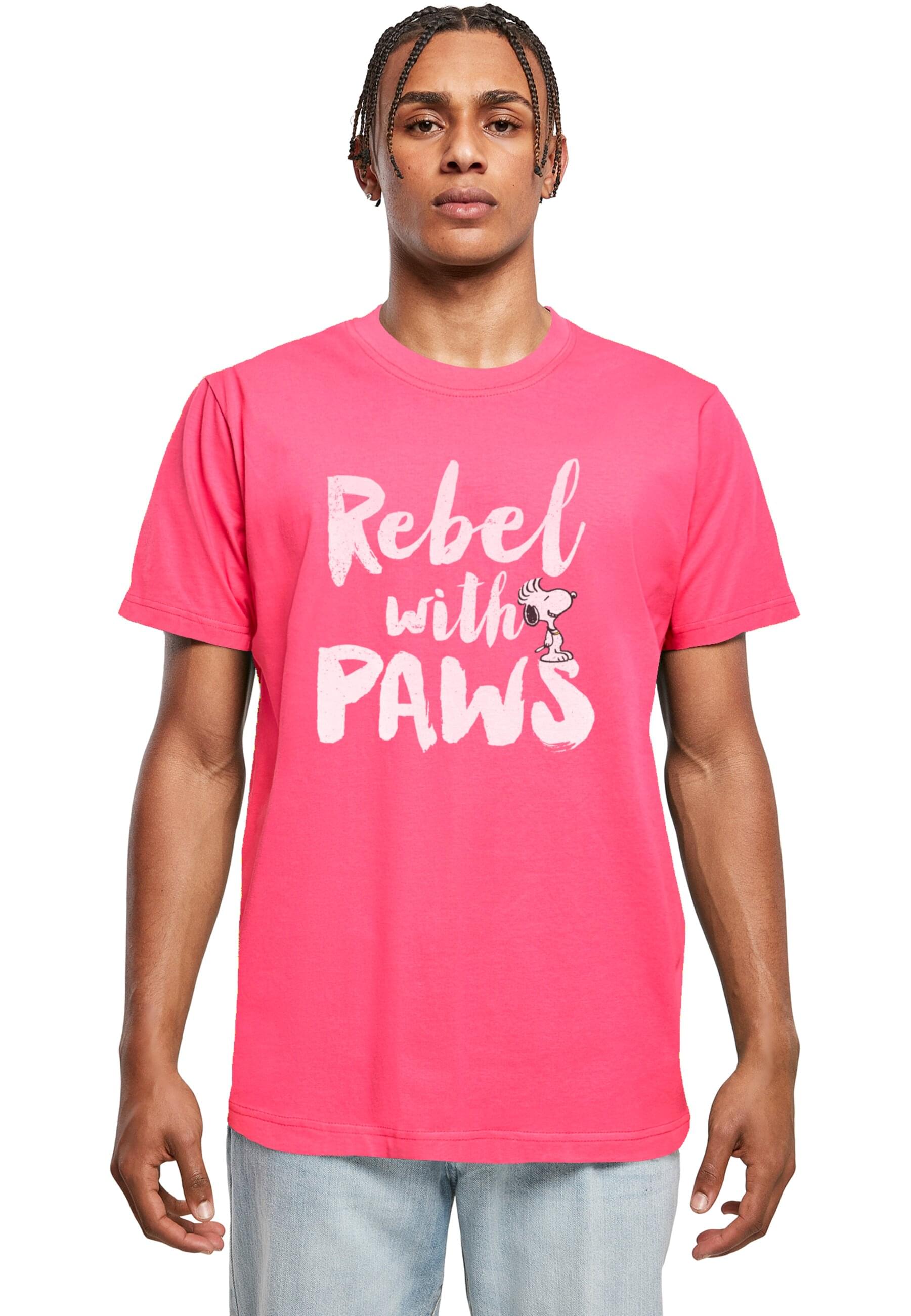 „T-Shirt MERCHCODE „“Herren Peanuts – Rebel with paws Round Neck““ Gr. 5XL, pink (hibiskuspink) Herren Shirts T-Shirts“