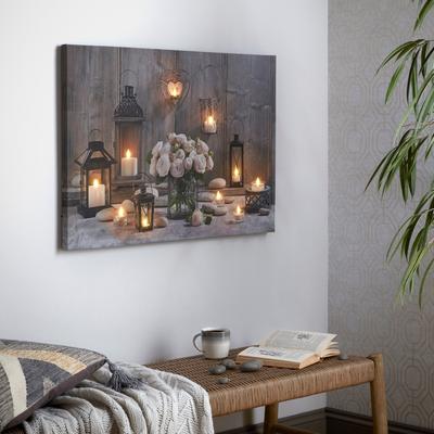 LED-Bild ART FOR THE HOME "Cosy Kerzen LED 60x90cm", braun (farbe bild(er): braun), B:90cm H:60cm T:3cm Ø:3cm, Bilder Image
