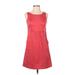 Ann Taylor LOFT Casual Dress - A-Line Scoop Neck Sleeveless: Red Print Dresses - Women's Size 0 Petite