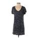 Z Supply Casual Dress - Mini V Neck Short sleeves: Gray Print Dresses - Women's Size X-Small - Print Wash
