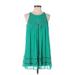 Ranna Gill Casual Dress - Mini Crew Neck Sleeveless: Green Print Dresses - Women's Size Small