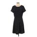 Ann Taylor LOFT Casual Dress - A-Line Scoop Neck Short sleeves: Black Dresses - Women's Size 12