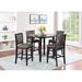 Darby Home Co Aashrith 4-Person Counter Height Solid Wood Dining Set Wood/Upholstered in Black/Brown | 36 H x 42 W x 42 D in | Wayfair