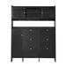 Hokku Designs Perrish Hall Tree 62" Wide w/ Shoe Storage Wood in Black | 82 H x 62 W x 7 D in | Wayfair 430E5ADE91BE47BAA21CC617F30A8080