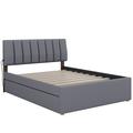 Latitude Run® Merja Teddy Fleece Upholstered Platform Bed w/ Trundle Upholstered in Gray | 40.2 H x 56.3 W x 76 D in | Wayfair