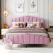 Mercer41 Teandre Queen Size Velvet Platform Bed w/ Headboard & Footboard Upholstered/Velvet in Pink | 41.4 H x 64.4 W x 85.5 D in | Wayfair