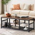 17 Stories Taeson Coffee Table w/ Storage Wood/Metal in Black/Brown/Gray | 17.7 H x 47.2 W x 15.7 D in | Wayfair 089A7D4130B3462D986BDB2B4C3123F9