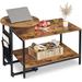 17 Stories Tak 4 Legs 2 Nesting Tables w/ Storage Wood/Metal in Black/Brown/Gray | 18.3 H x 31.3 W x 19.7 D in | Wayfair