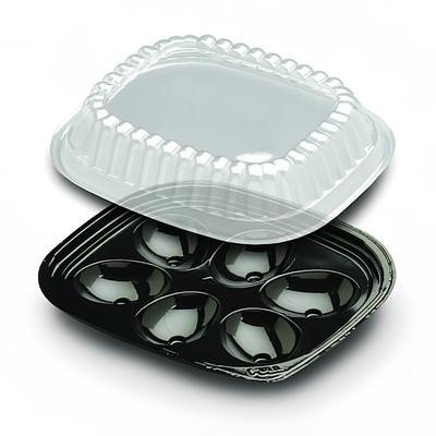 D&W Fine Pack I15P Egg Display Tray w/ Lid - PET, Black, PET Plastic, Black and Clear