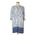 Faded Glory Casual Dress - Mini Tie Neck 3/4 sleeves: Blue Dresses - Women's Size X-Large