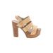 Steve Madden Heels: Brown Solid Shoes - Women's Size 7 - Open Toe