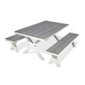Table de jardin en aluminium et plateau HPL effet pierre