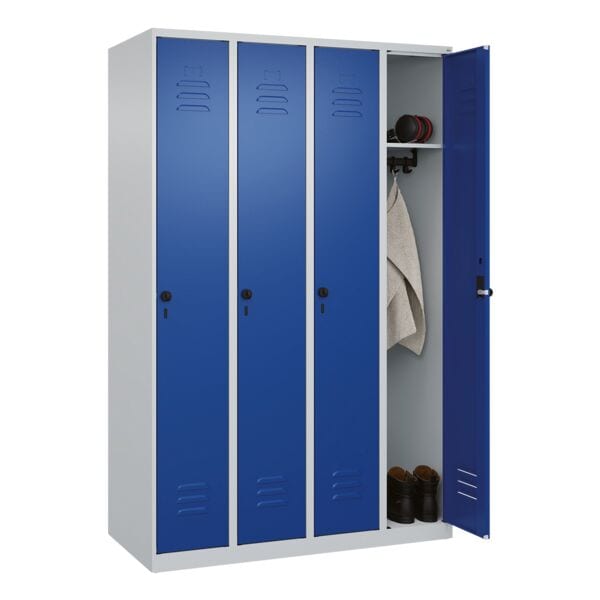 CP Spind »Classic PLUS Korpus lichtgrau« 4x1 Fächer blau, 120x185x50 cm