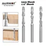 AURWOF 1 PC 6mm 6.35mm Shank Solid Carbide Bearing guidato Two Flute Flush Trim frese per la