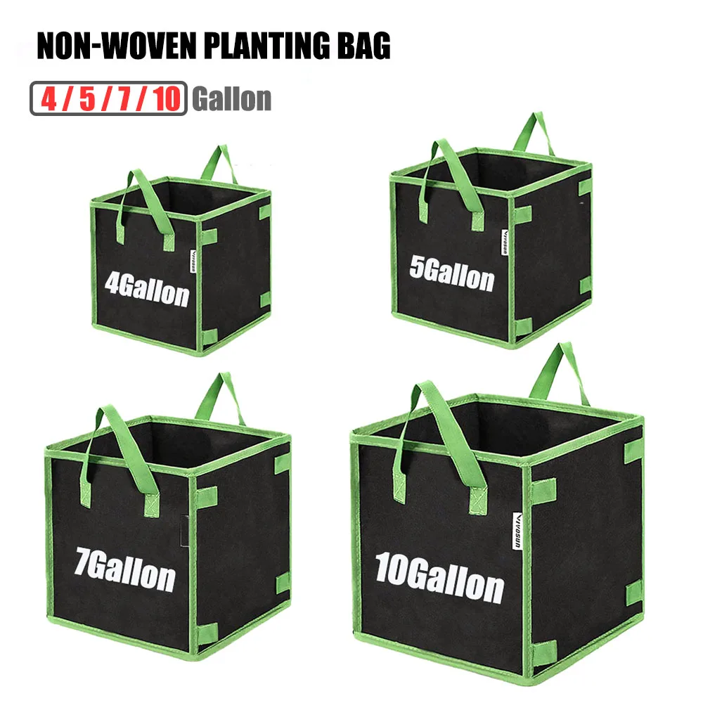 4/5/7/10 Galloni Tessuto Non tessuto Sacchetti per coltivazione Verdura Fiore Borsa di patate Contenitore per radici Giardino Vasi quadrate Fioriere Forniture