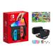 2023 Newest Nintendo Switch OLED Model Neon Red & Blue Joy-Cons Console 32GB Internal Storage Bundle with Mario Party Superstars Standard Edition & 10 in 1 Accessory Case