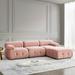 Pink Versatile L-Shaped Modular Sectional Sofa, Reversible Ottoman, Button Tufted Design