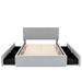 Platform Storage Bed Upholstered Wood Bed Frame w/ 4 Drawers, Headboard & Footboard, Wood Slat Support