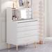 Vanity Makeup Table with 7 Drawers Mirror and Retractable Table