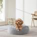 23 Round Calming Shaggy Faux Fur Donut Pet Bed - Silver