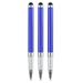 3pcs Metal Stylus Pen Ballpoint Pen 2 in 1 Universal Ink Pen with Rubber Stylus Tips Blue