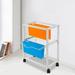 File Carts 2 Tiers Rolling Folder Carts with Wheels Hanging Files Pull-out Movable