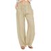 High Waist Wide Leg Pants for Women Linen Pants for Women High Waisted Wide Leg Pant Loose Fit Palazzo Pant Casual Summer Trousers Pockets Beach Joggers White Trousers Women