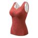 Qufokar Thermal Women Thermal Underwear Woman Womens Bottom Cold Weather Top Double Sided Brushed Red Velvet With Chest Pad Slim Fit Large Size Seamless Thermal Underwear