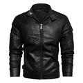 HSMQHJWE Flannels For Men Men Jacket Fall Mens Leather Jackets Autumn And Winter Pu Leather Jacket Stand Collar With Velvet And Thick Motorcycle Coat Long Coat Men Down