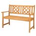 Tcbosik Outdoor Wood Bench Loveseat Patio Wooden Bench with Backrest and Armrests for Porch Pool Garden Lawn Balcony Backyard