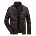 Awdenio Mens Shirts Deals Plus Size Men s and Winter Casual Baseball Uniform Leather Jacket Leather Jacket