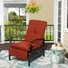 SUNCROWN Outdoor Adjustable Cushioned Metal Patio Recliner Lounge Chair Red