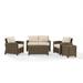 Maykoosh Gothic Grandeur 5Pc Outdoor Wicker Conversation Set Sangria/Weathered Brown - Loveseat Side Table Coffee Table & 2 Armchairs