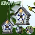 Ikohbadg Bird Houses for Outside Hanging Outdoor Sea Style Cabin Resin Birdhouses Bird Garden Welcome Sign Decor Nesting Box for Hummingbirds