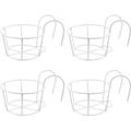 Namzi 4 Pack Round Hanging Railing Planters Flower Pot Holders Metal Pot Plant Basket Shelf containers for Indoor and Outdoor use (Black)25cm