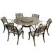 Outdoor Aluminum 7pc Round Patio Dining Set Lazy Susan Six Chairs