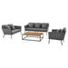 Lounge Sectional Sofa Chair Table Set Grey Gray Aluminum Metal Fabric Modern Contemporary Outdoor Patio Balcony Cafe Bistro Garden Furniture Hotel Hospitality