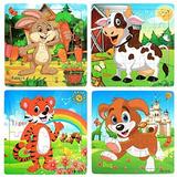 Stiwee Countdown Promo Toys Puzzle Wooden Jigsaw-Puzzles Set For Kids Age 3-5 Year Old 20 Piece Animals Colorful Wooden Puzzles For Toddler Children Learning Educational Puzzles Toys (4 Puzzles)
