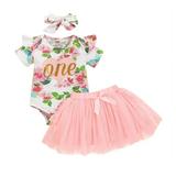 Baby Girl Tops Baby Romper Clothing Newborn Kids Baby Girls Outfits Clothes Top Bodysuit + Skirt + Headband Set