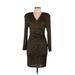 Carmen Marc Valvo Casual Dress - Sheath V Neck 3/4 sleeves: Green Dresses - Women's Size 10