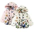 Godderr Newborn Kids Girls Winter Cotton Jacket Baby Butterfly Print Warm Coats for 9M-7Y Hooded Cotton Coats Single-Breasted Warm Outerwear