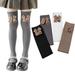 Godderr Kids Girls Knee High Socks 2 Pairs Baby Autumn Spring Cotton Socks Stockings Tube Socks Bow High Stockings Big Girls Stacked Socks for 3-12Y