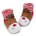 Newborn Infant Baby Christmas Socks Slippers Reindeer Soft Boots Anti- Slip House Crib Prewalker First Walker Crib Shoes