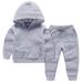 Virmaxy Toddler Baby Hoodies 2 Piece Set Solid Color Elastic Cuffs Pocket Tops With Elastic Waist Sweatpants Set Crew Neck Long Sleeve Tops Trousers Set Fall Winter Fashion Set For Kids Gray 3T