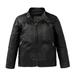 Kids Long Sleeve Moto Coat Baby Boys Black Lapel Jacket Thick Coat Winter Motorcycle Jacket Windproof Zipper Outerwear Tops Black 150