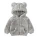 SILVERCELL Toddler Winter Warm Cardigan Coat Unisex Long Sleeve Solid Color Zipper Jacket Kids Cute Bear Ears Hoodie Outwear