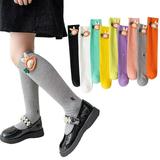 Godderr Kids Girls Knee High Socks Cute Knee Socks Toddler Girls 3 Pair Pack Toddler Girl Knee Socks Little Girls Knee High Socks Girls Knee Highs Non-slip Socks for 3-12Y