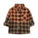 Wiueurtly Top Boys Toddler Boys Fall And Winter Long Sleeved Lapel Orange Plaid Shirt Gradient Hem Boys Wedding Season Gentleman Outfits