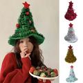 D-GROEE Christmas Hats Christmas Tree Tinsel Hats Xmas Tree Hat Costume Accessories Glitter Christmas Hats for Christmas Costume Adults and Kids