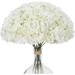 24pcs White Hydrangea Artificial Flowers with 3D Butterfly Silk Artificial Hydrangea Flowers Full Heads with Stems for Wedding Bouquets Faux Hydrangea Flowers for Home Party Decor